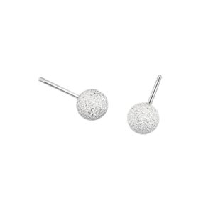 S925 sterling silver stud earrings matte ball stud earrings