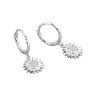 S925 sterling silver stud earrings zircon sunflower earrings
