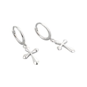 S925 sterling silver stud earrings zircon cross earrings