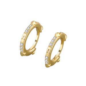 S925 sterling silver stud earrings geometric rivets inlaid with zircon earrings