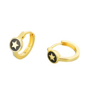 S925 sterling silver stud earrings dripping oil five-pointed star pattern earrings