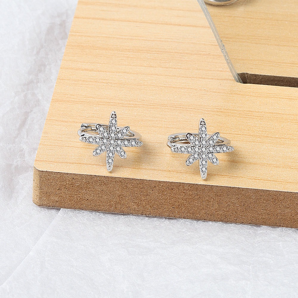 S925 sterling silver stud earrings star clip - Image 3