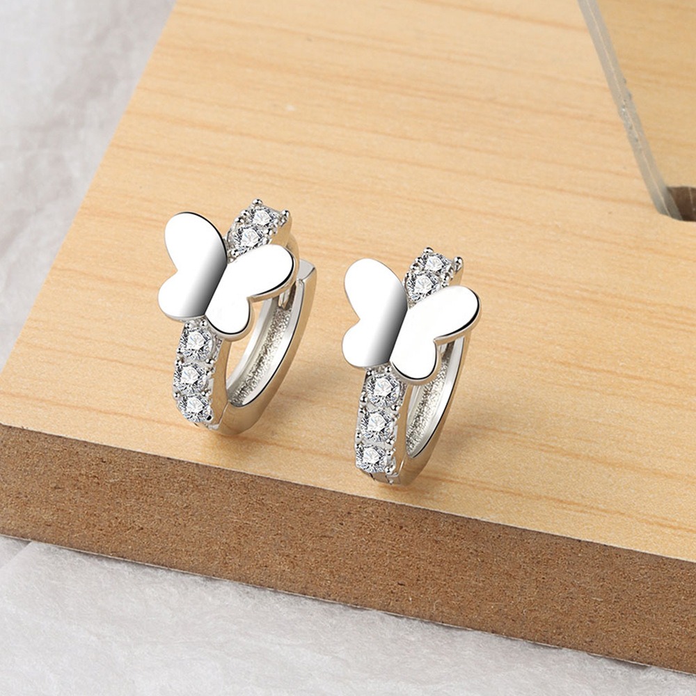 S925 sterling silver stud earrings butterfly earrings - Image 3