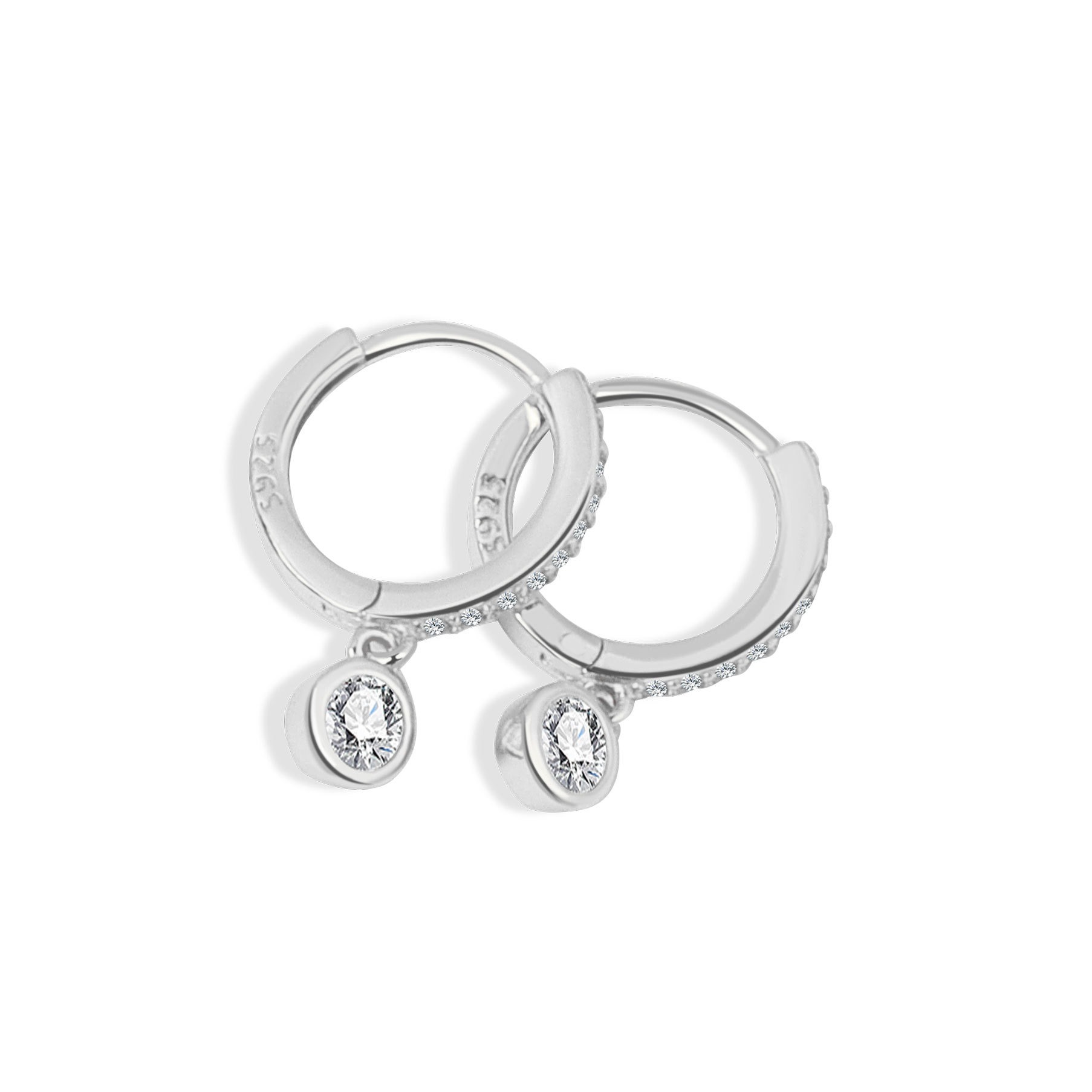 S925 sterling silver stud earrings round - Image 2