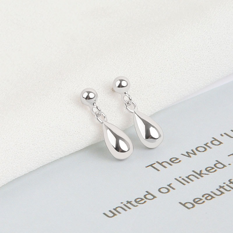 S925 sterling silver stud earrings pear-shaped earrings - Image 3