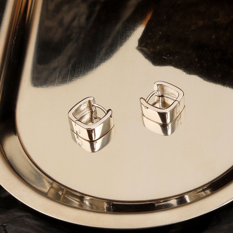 S925 sterling silver stud earrings square earrings - Image 2