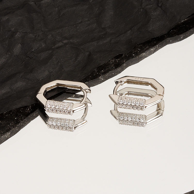 S925 sterling silver stud earrings U-shaped earrings - Image 3