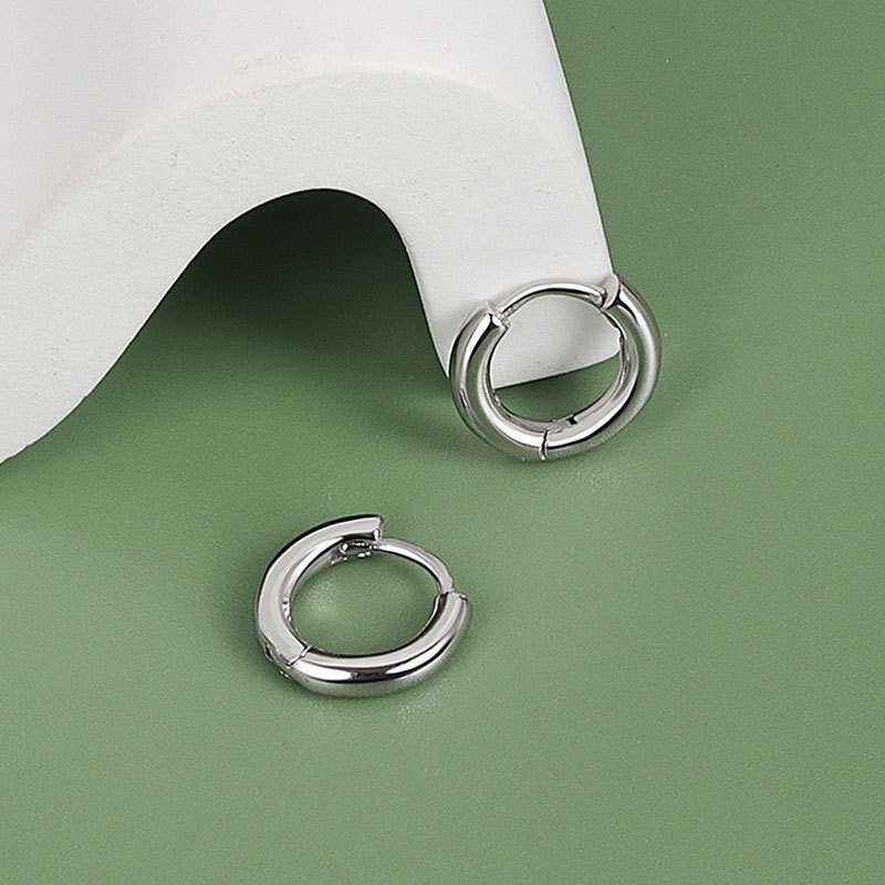 S925 sterling silver stud earrings glossy round earrings - Image 3