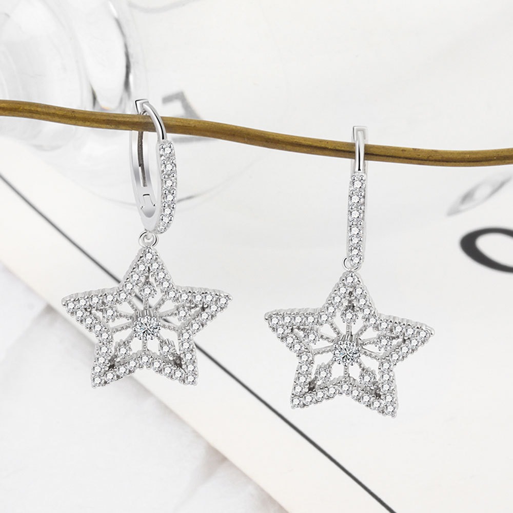 S925 sterling silver stud earrings star earrings - Image 3