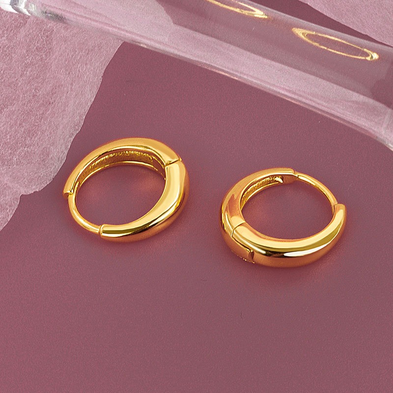 S925 sterling silver stud earrings round earrings - Image 2