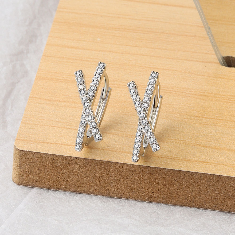 S925 sterling silver stud earrings crossover earrings - Image 3