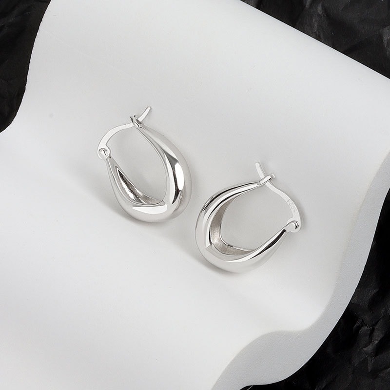 S925 sterling silver stud earrings U-shaped earrings - Image 3