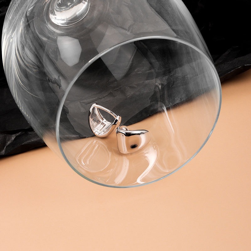 S925 sterling silver stud earrings hammer geometric triangle earrings - Image 3