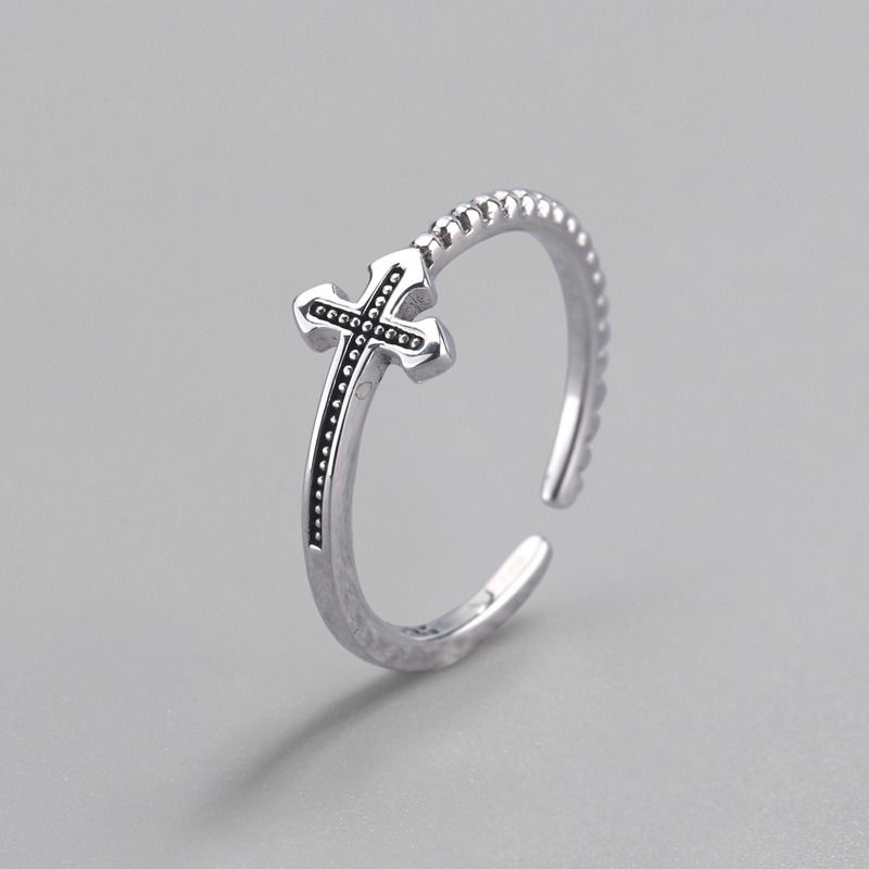 S925 sterling silver ring opening adjustable twist cross ring for women - Image 2