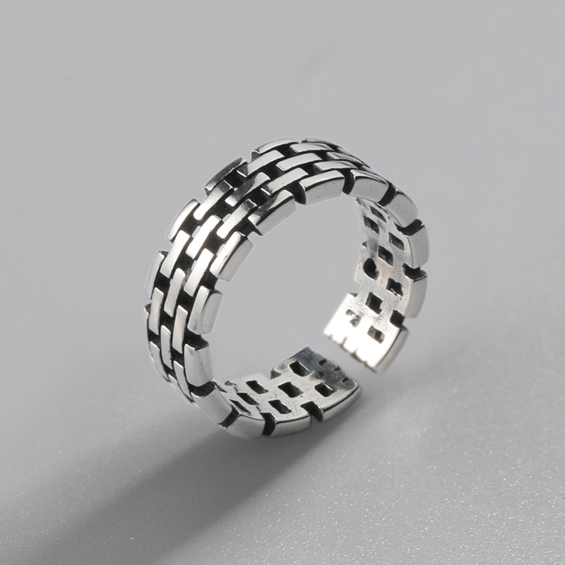 S925 sterling silver ring with adjustable opening openwork for women - Image 2