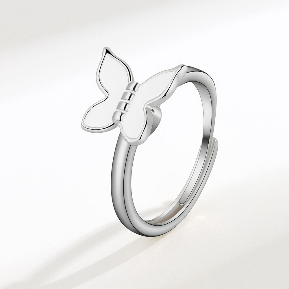 S925 sterling silver ring opening adjustable rotating butterfly ring for women - Image 4