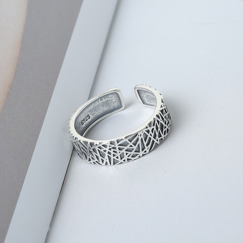 S925 sterling silver ring opening adjustable women's ring style - Image 3