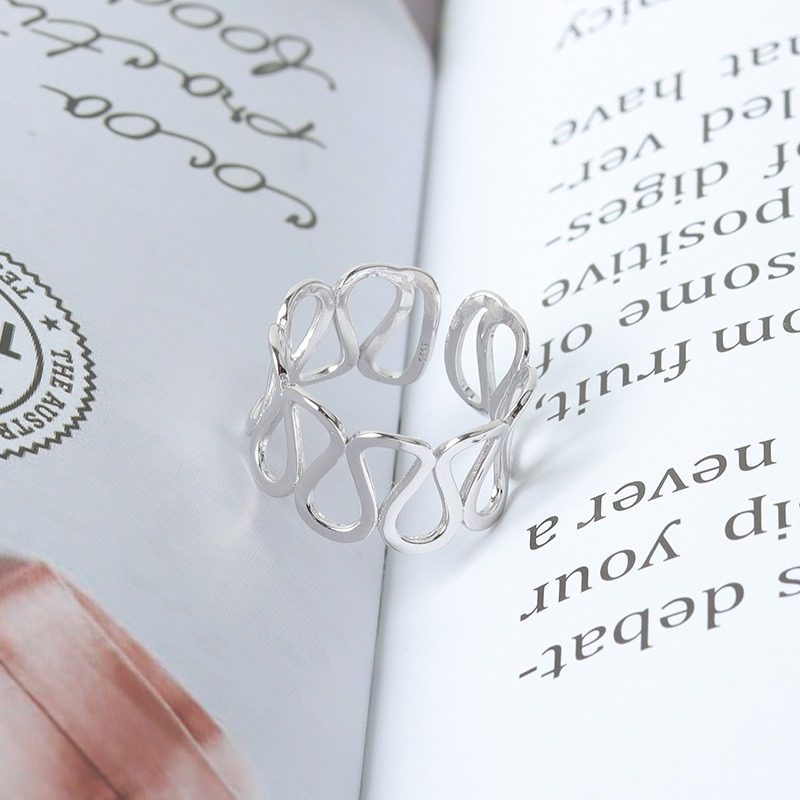 S925 sterling silver ring opening adjustable women's ring style - Image 3