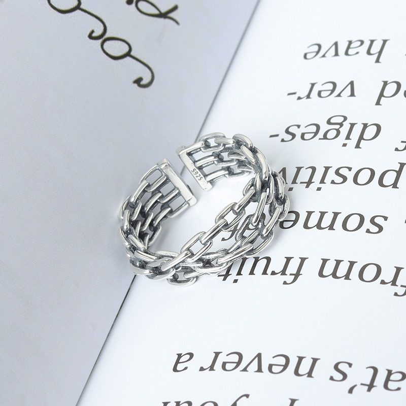 S925 sterling silver ring opening adjustable women's ring style - Image 3