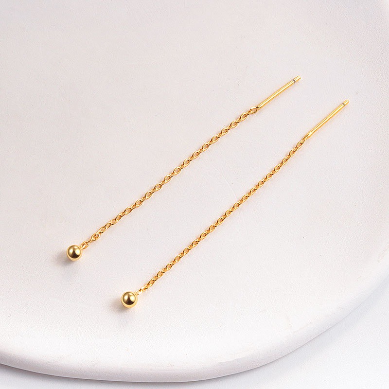 S925 sterling silver stud earrings beaded ear cord - Image 5