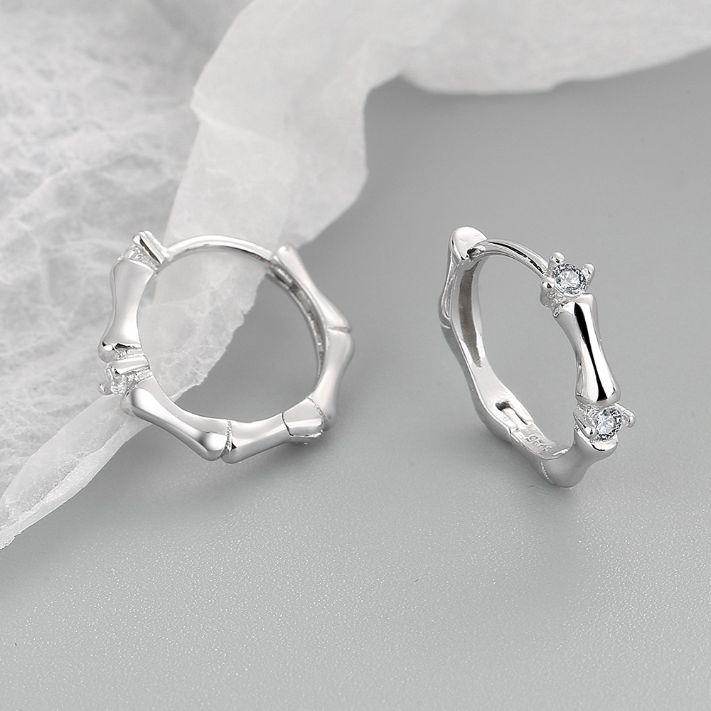S925 sterling silver stud earrings slub earrings - Image 3