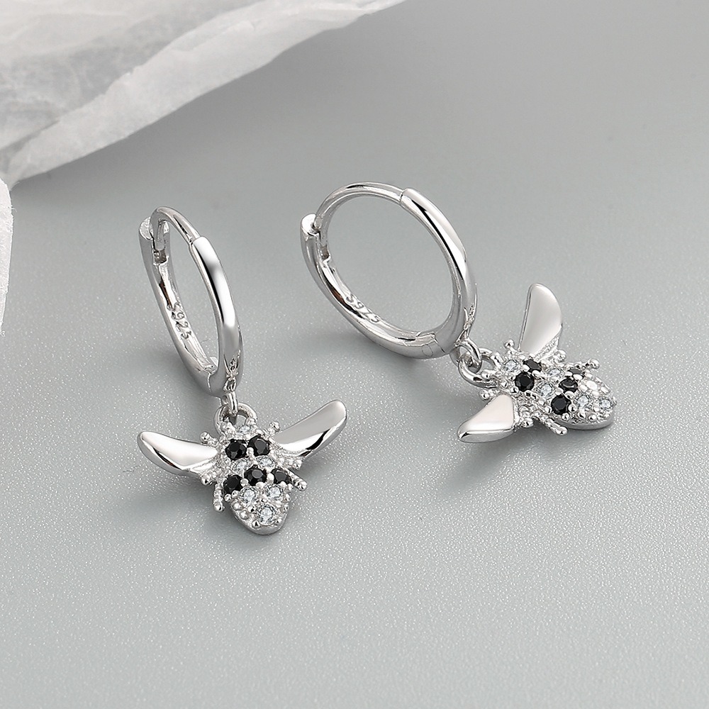 S925 sterling silver stud earrings bee stud earrings - Image 3
