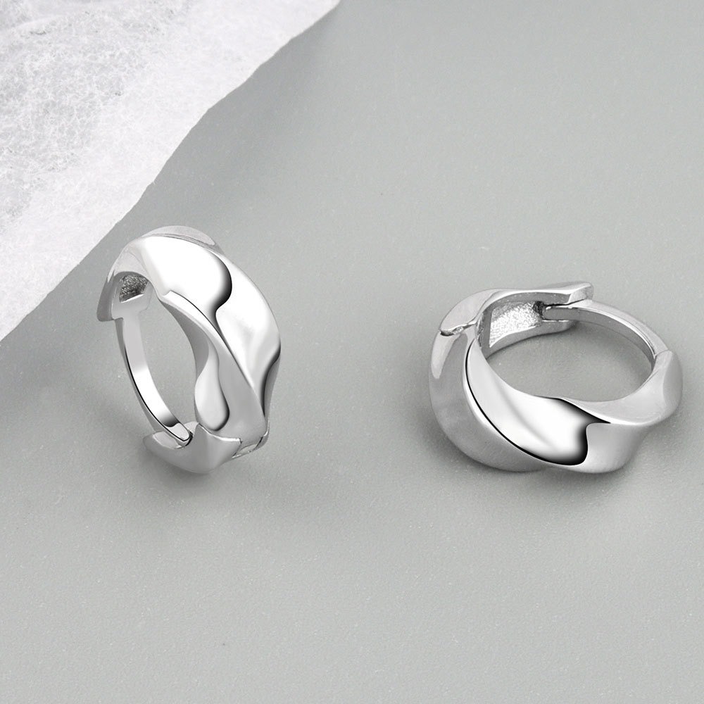 S925 sterling silver stud earrings geometric twisted glossy earrings - Image 3