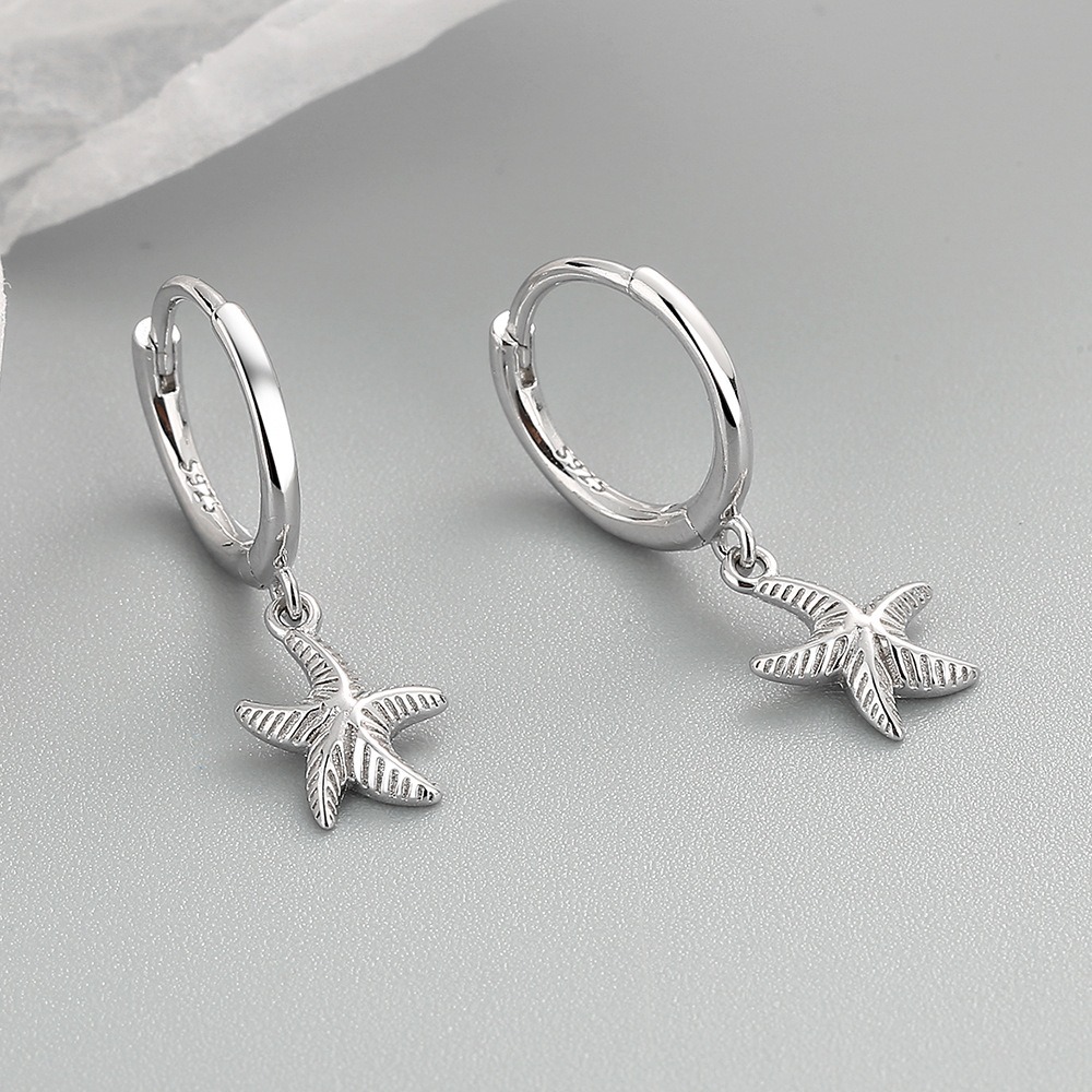 S925 sterling silver stud earrings starfish earrings - Image 3