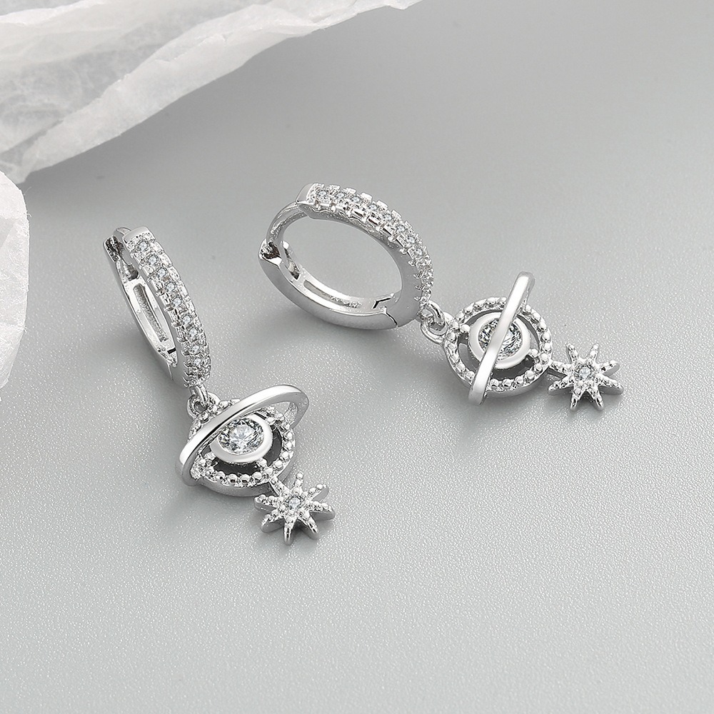 S925 sterling silver stud earrings galaxy earrings - Image 3