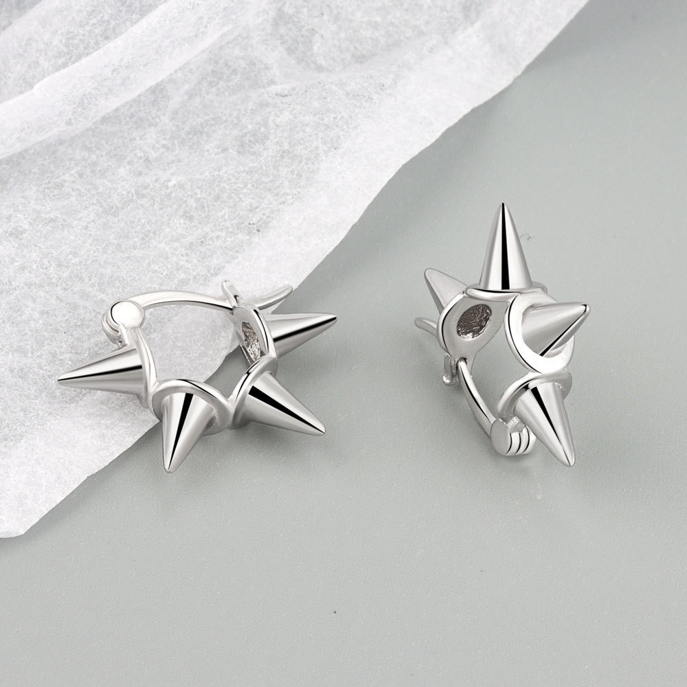 S925 sterling silver stud earrings geometric rivet earrings - Image 3