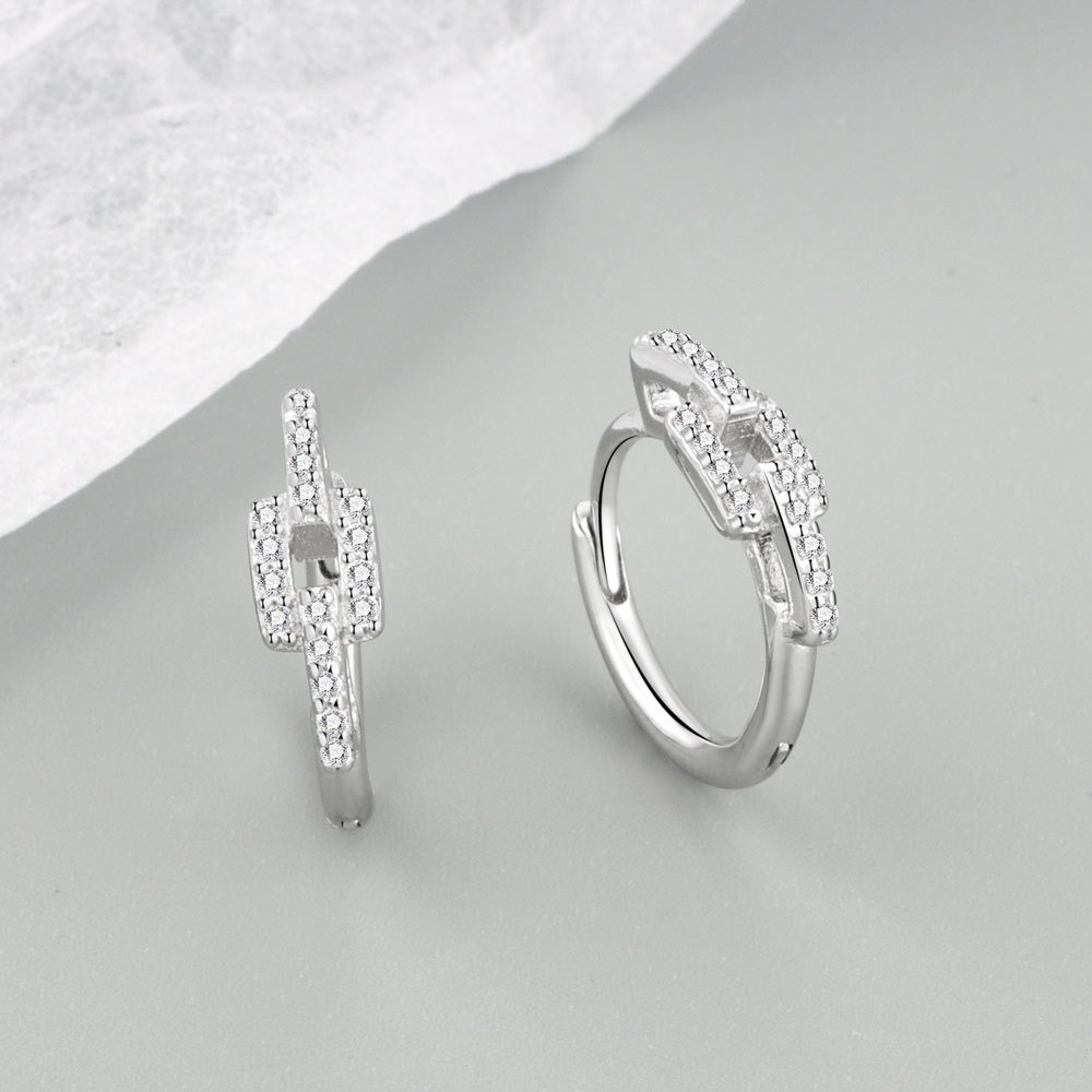 S925 sterling silver stud earrings with diamonds - Image 3