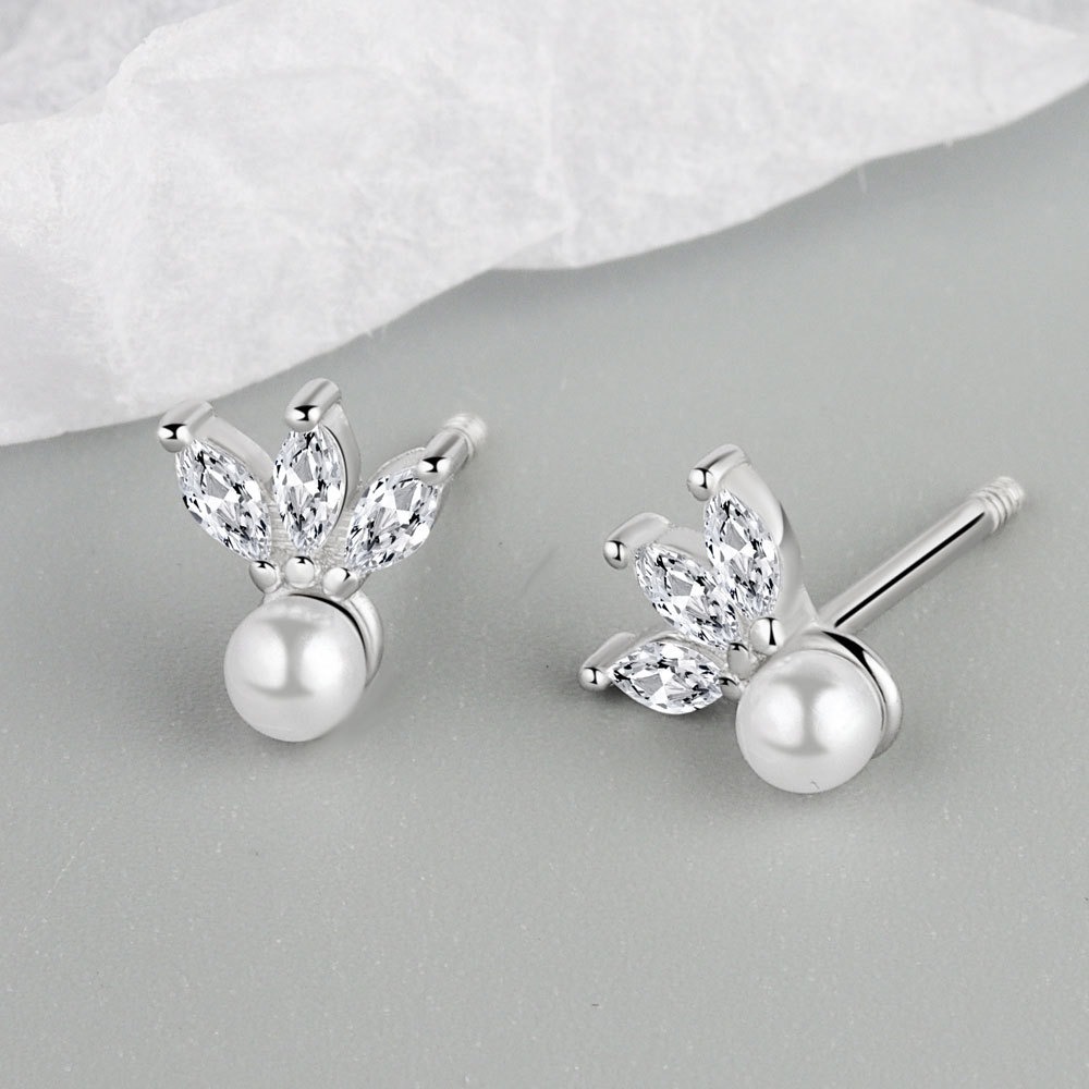 S925 sterling silver stud earrings marquise rabbit earrings - Image 3