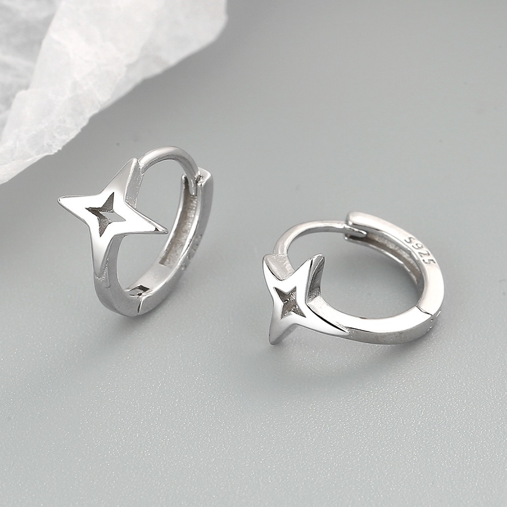 S925 sterling silver stud earrings star bare body circle earrings - Image 3