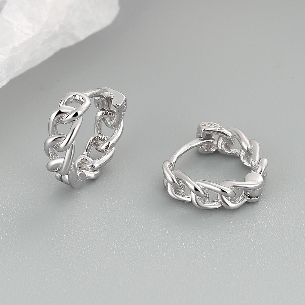 S925 sterling silver stud earrings twist circle earrings - Image 3