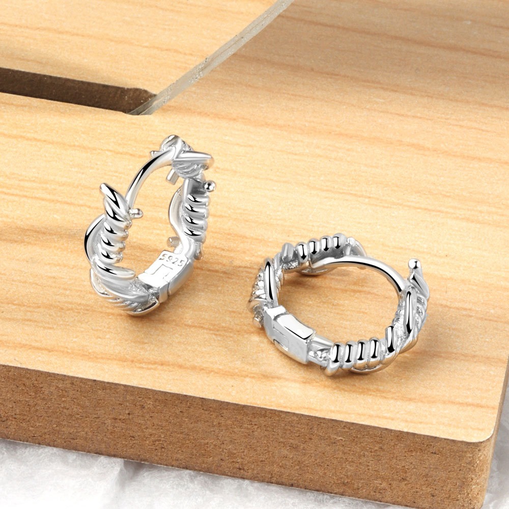 S925 sterling silver stud earrings knotted earrings - Image 3