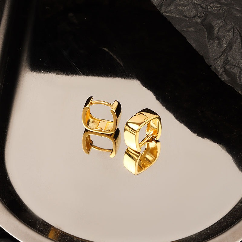 S925 sterling silver stud earrings square earrings - Image 3