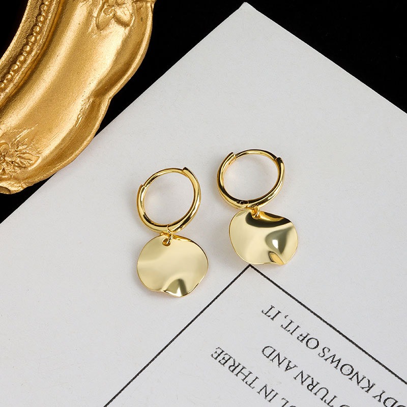 S925 sterling silver stud earrings with tassel round disc earrings - Image 2