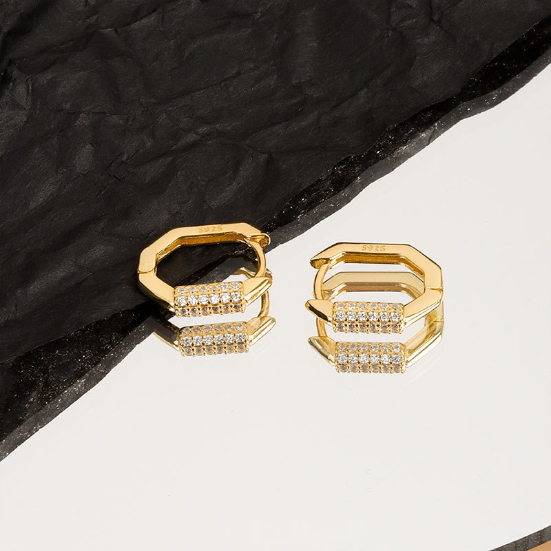 S925 sterling silver stud earrings U-shaped earrings - Image 2