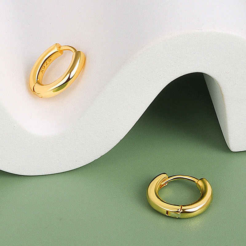 S925 sterling silver stud earrings glossy round earrings - Image 2