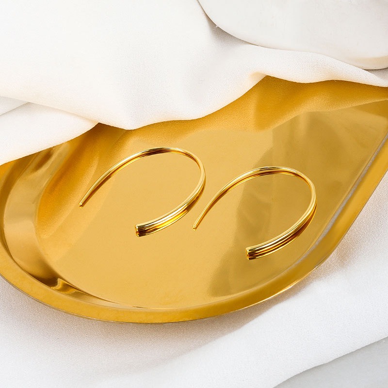 S925 sterling silver stud earrings glossy U-shaped earrings - Image 2