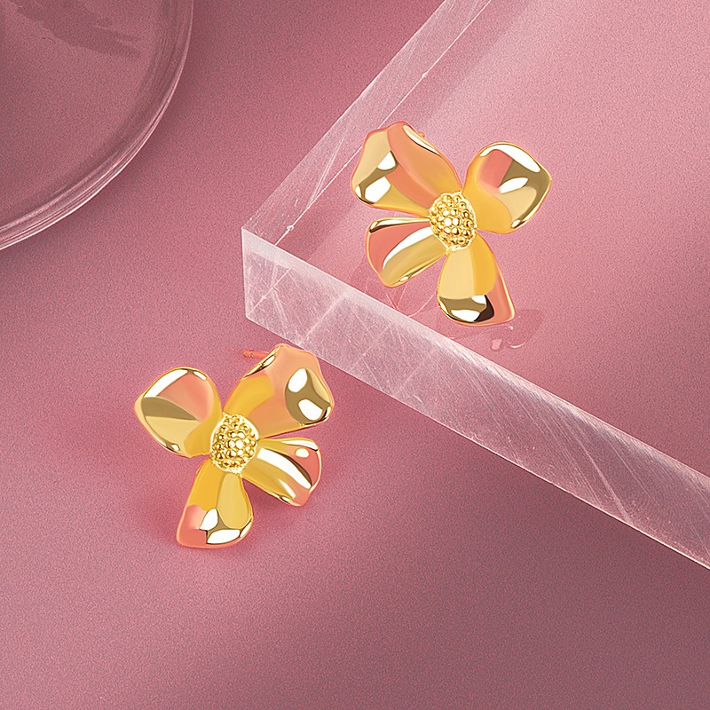 S925 sterling silver stud earrings flower earrings - Image 2