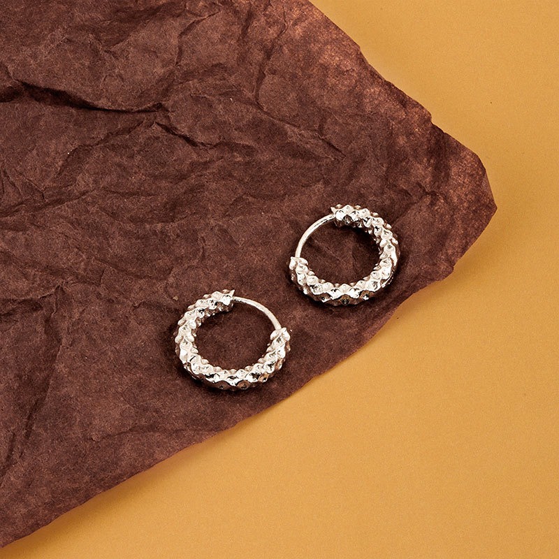 S925 sterling silver stud earrings geometric flower earrings - Image 4