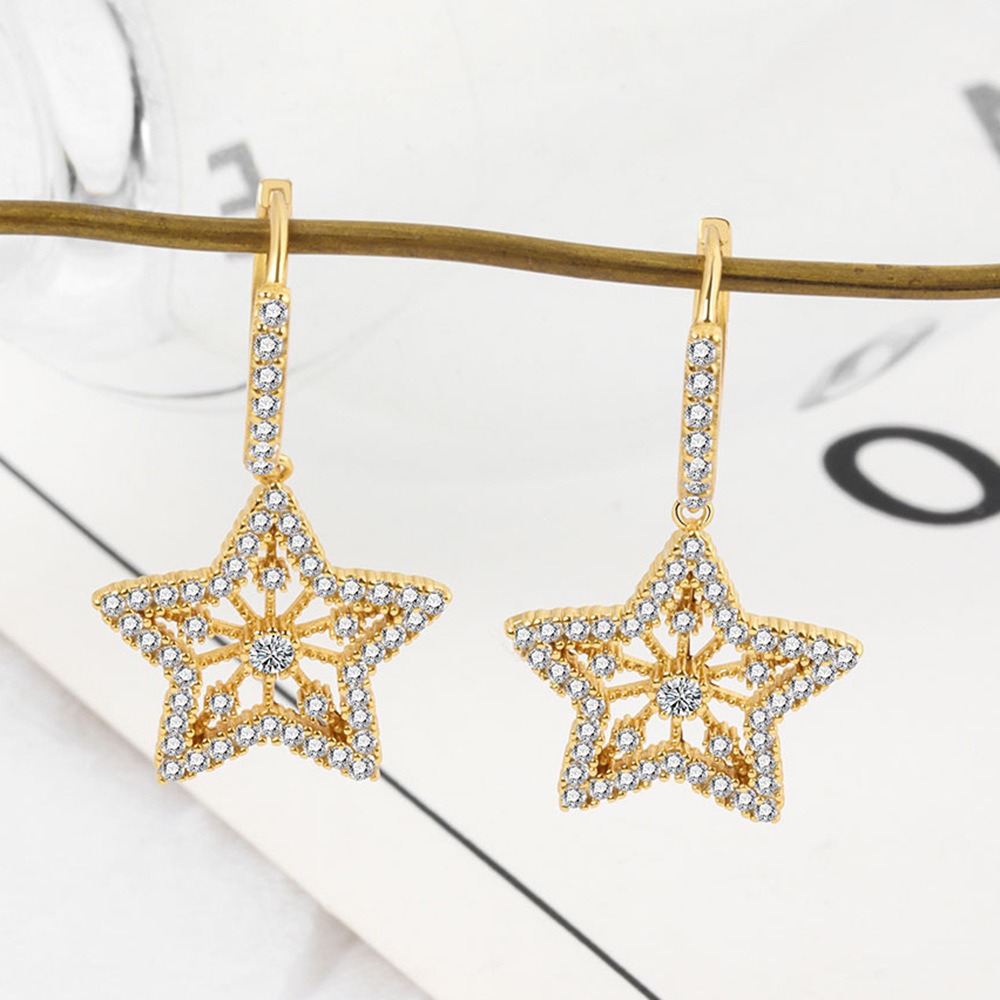 S925 sterling silver stud earrings star earrings - Image 2