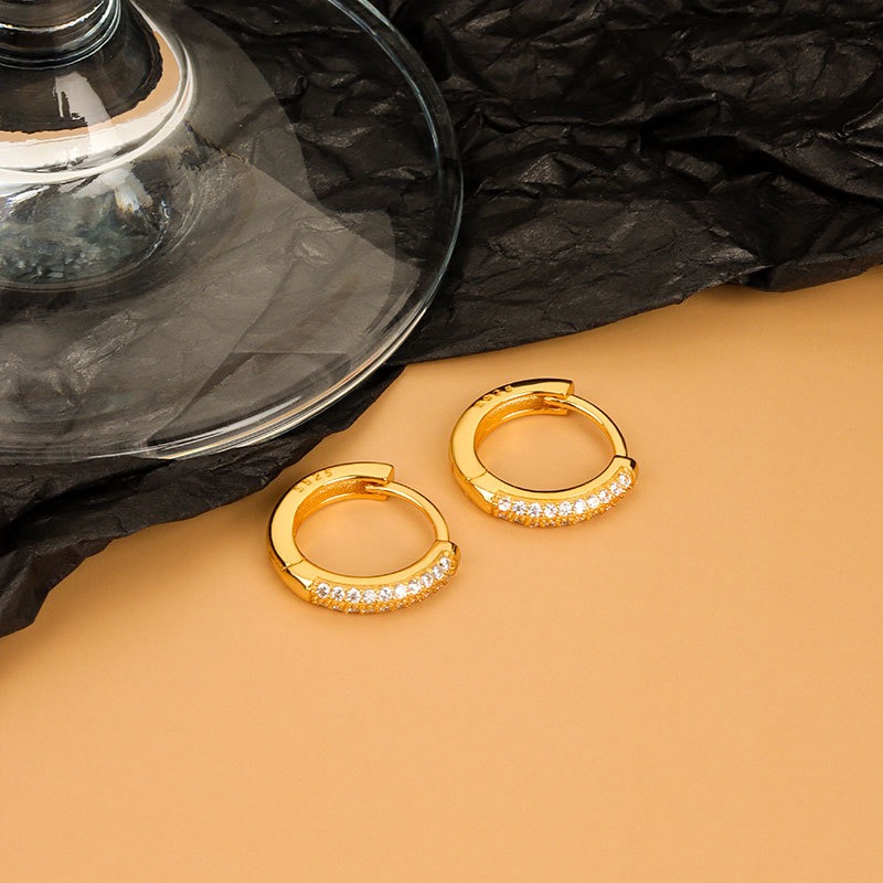 S925 sterling silver stud earrings round earrings - Image 2