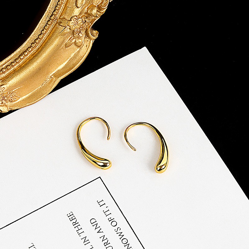 S925 sterling silver stud earrings with pear-shaped buckles - Image 2