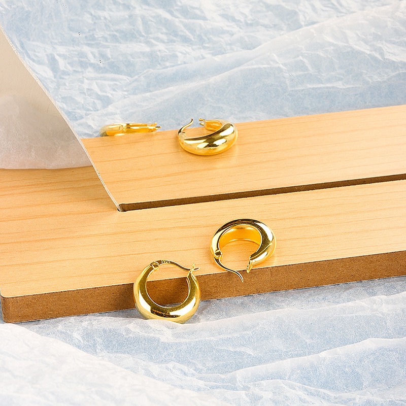 S925 sterling silver stud earrings geometric glossy circle closure earrings - Image 2