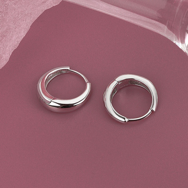 S925 sterling silver stud earrings round earrings - Image 3