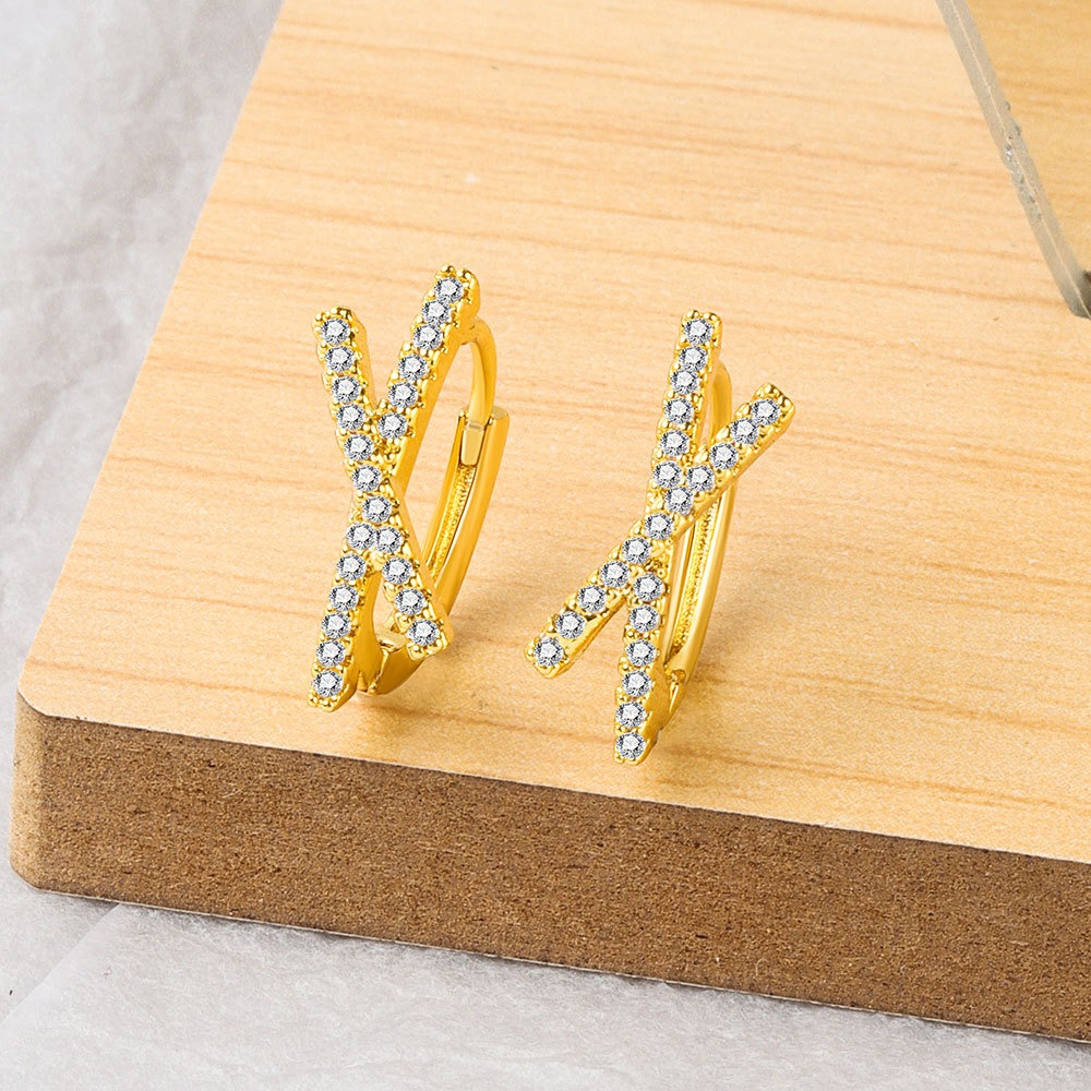 S925 sterling silver stud earrings crossover earrings - Image 2