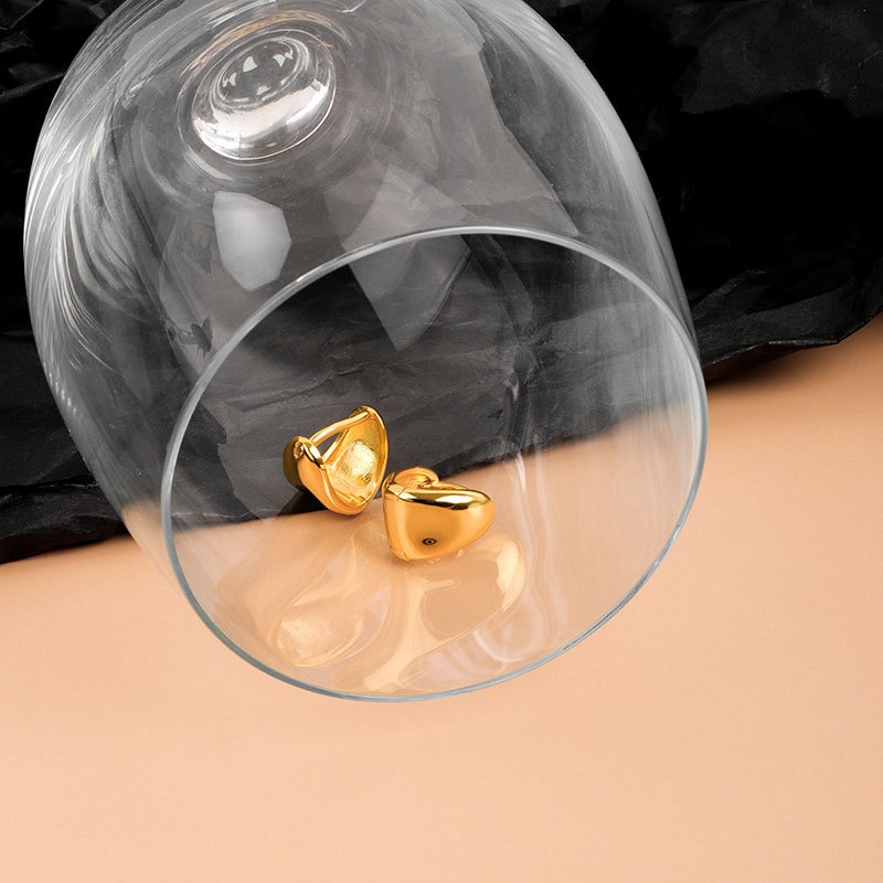 S925 sterling silver stud earrings hammer geometric triangle earrings - Image 2