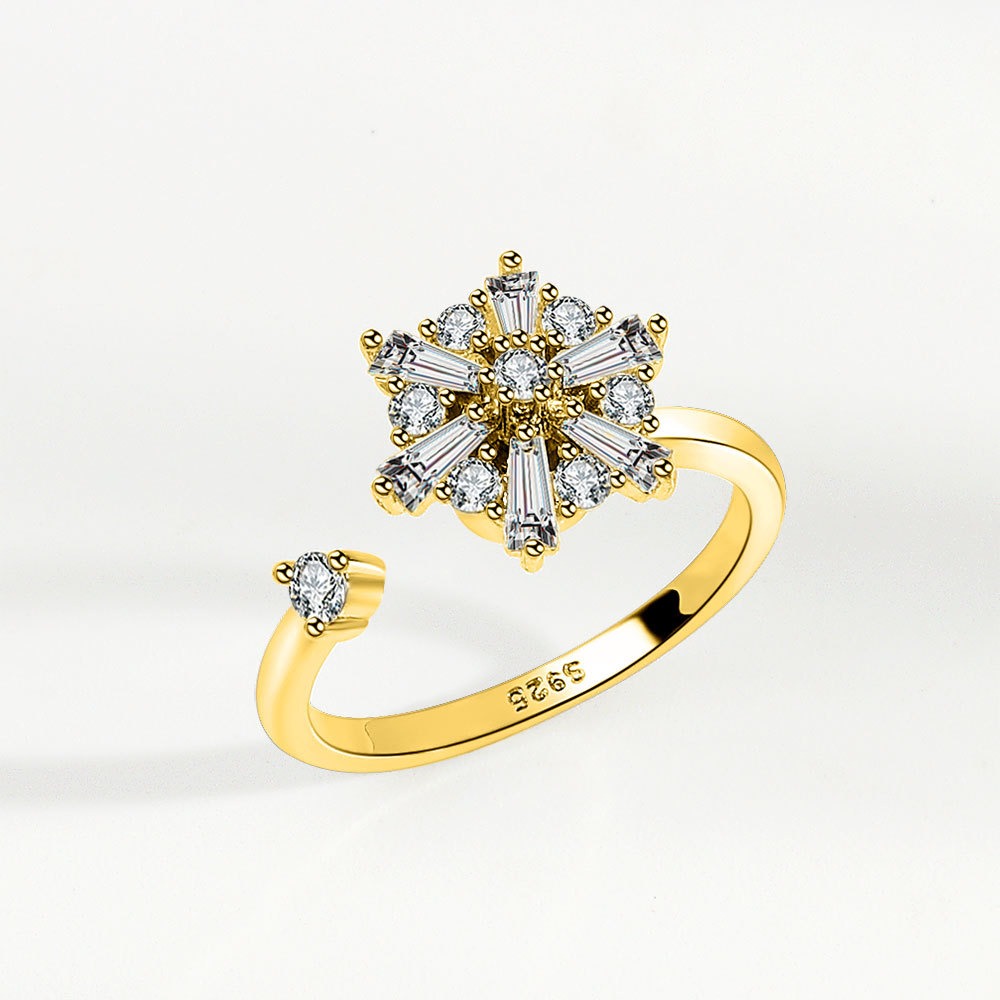 S925 sterling silver ring with rotatable opening adjustable women's ring - Image 3